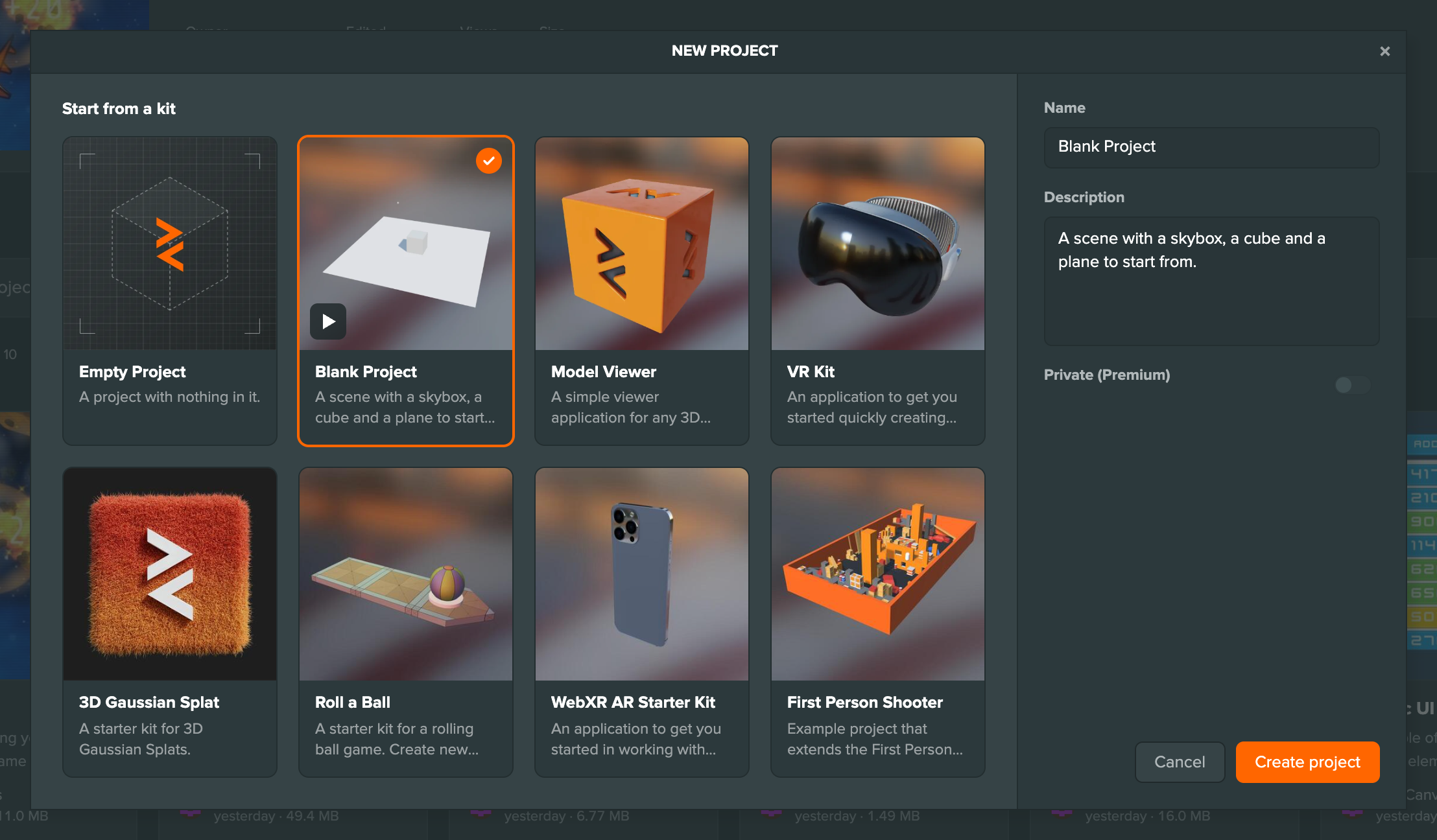 New Project Dialog